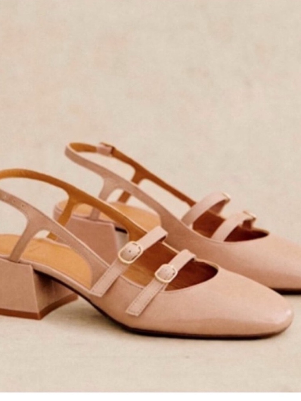 Sezane shoes Pink Leather Mary Jane Slingback Heels - Picture 2 of 4